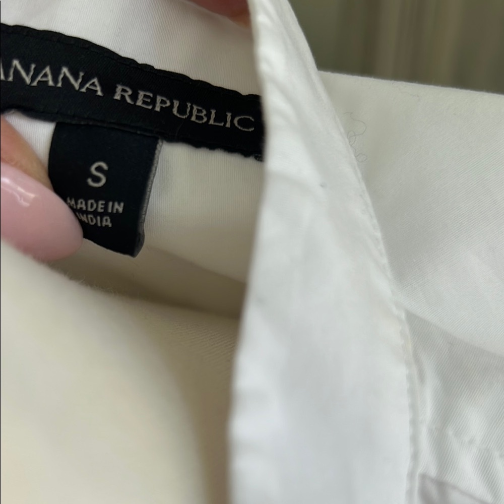 Banana Republic Poplin White Button-Up Shirt Dress with Belt - Picture 3 of 8